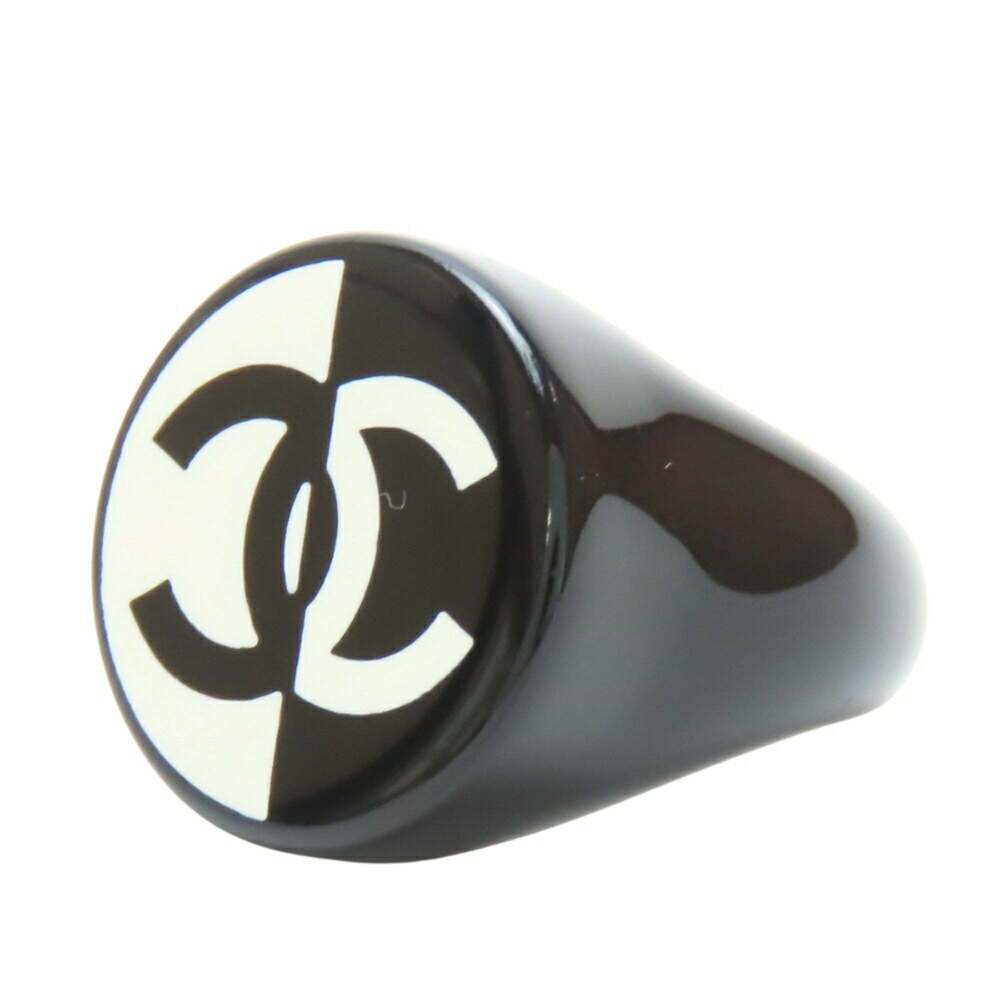 Chanel Authentic Black Logo Ring - image 1